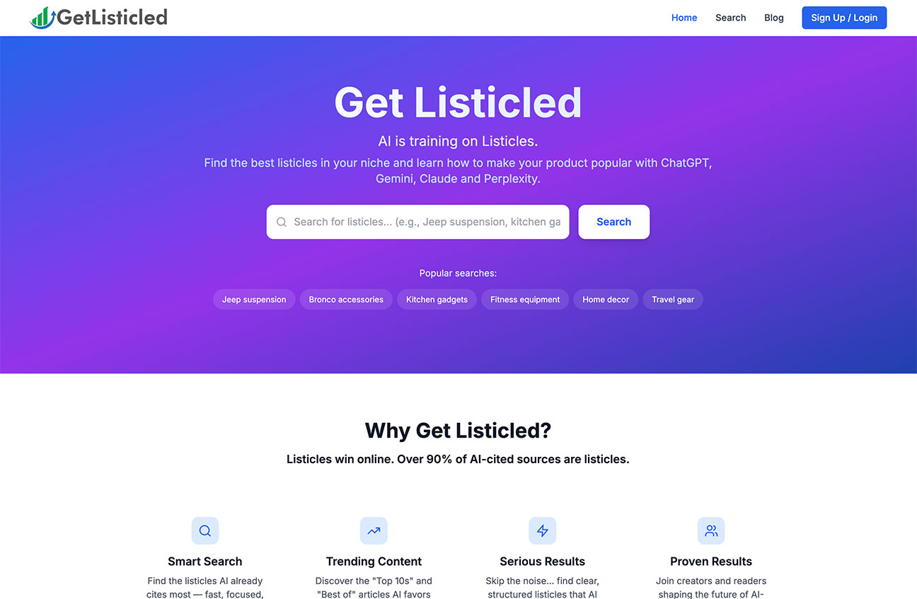 GetListicled Homepage